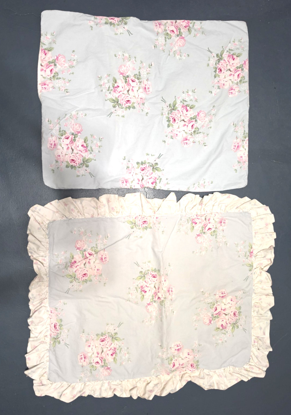 Simply Shabby Chic Floral Pillow Shams Cases Cotton Pink Blue Rose Buds Standard